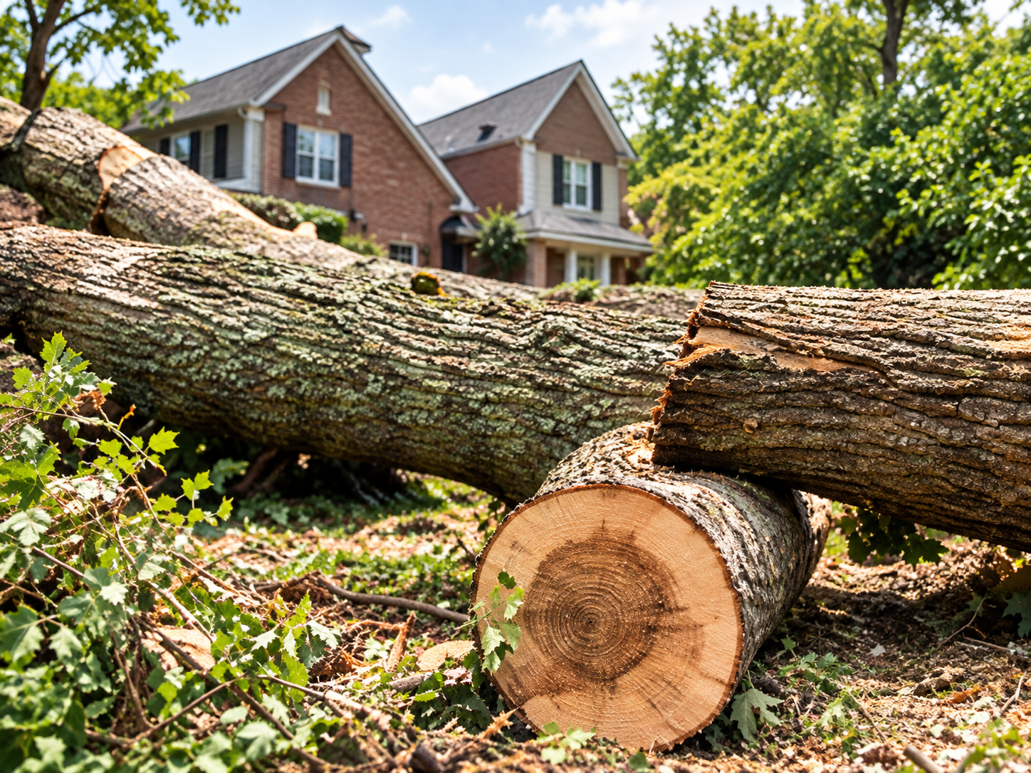 Cut logs after tree removal